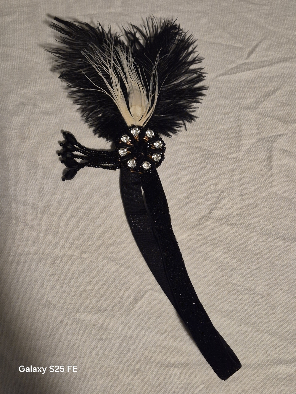Black Flapper Headdress 1920s Great Gatsby Feather Headband OSFA